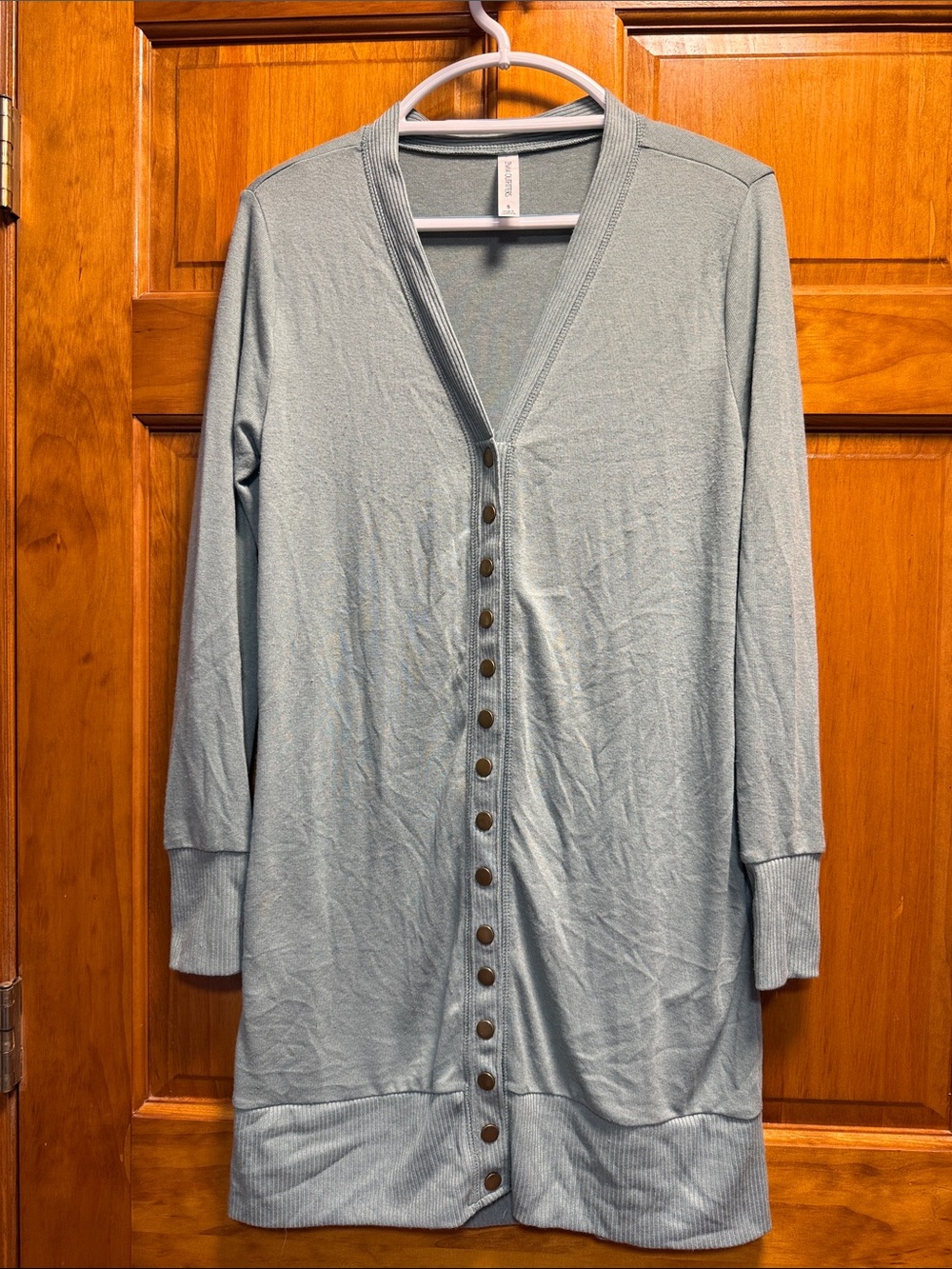 Zenana Outfitters Dusty Mint Longline Button Cardigan